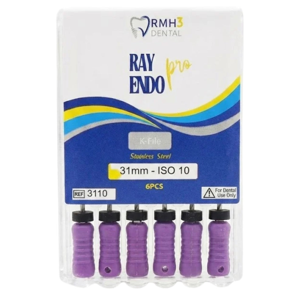 RayEndo Pro K-Files, 31mm #10, Stainless Steel — 6/Box