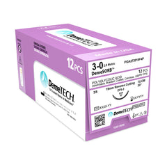 DemeTECH Polyglycolic Acid (Absorbable) Surgical Suture, Reverse Cutting, 12/Box