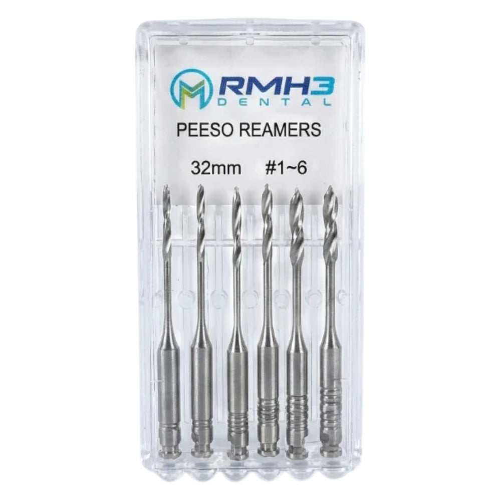 RayEndo Pro Peeso Reamers, 32mm #1-6 Assorted, Stainless Steel — 6/Box