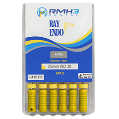 RayEndo Pro K-Files, 25mm #20, Stainless Steel — 6/Box