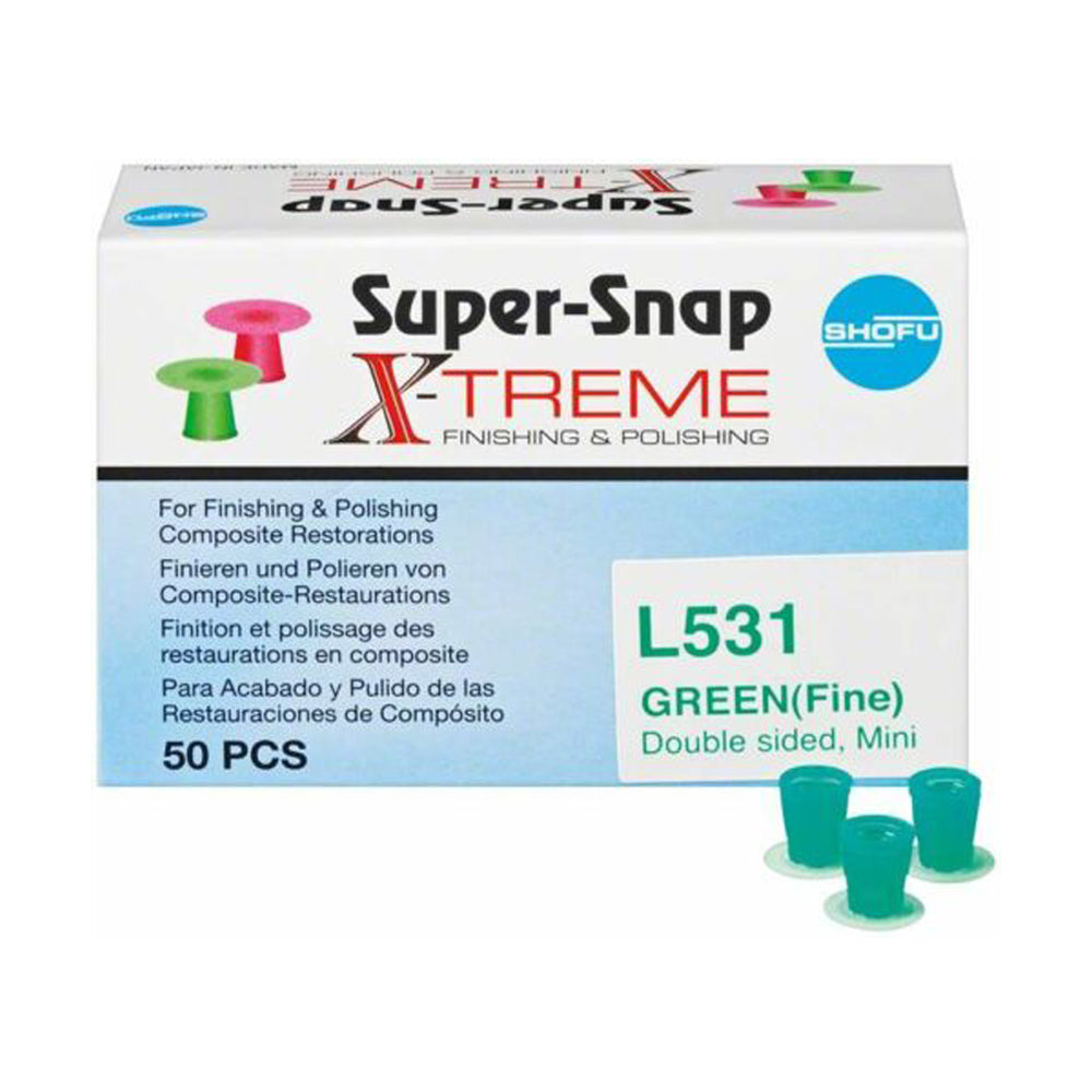 Shofu Super-Snap X-Treme Green, Fine Contra-Angle Mini Disc, Aluminum Oxide, 50/pk