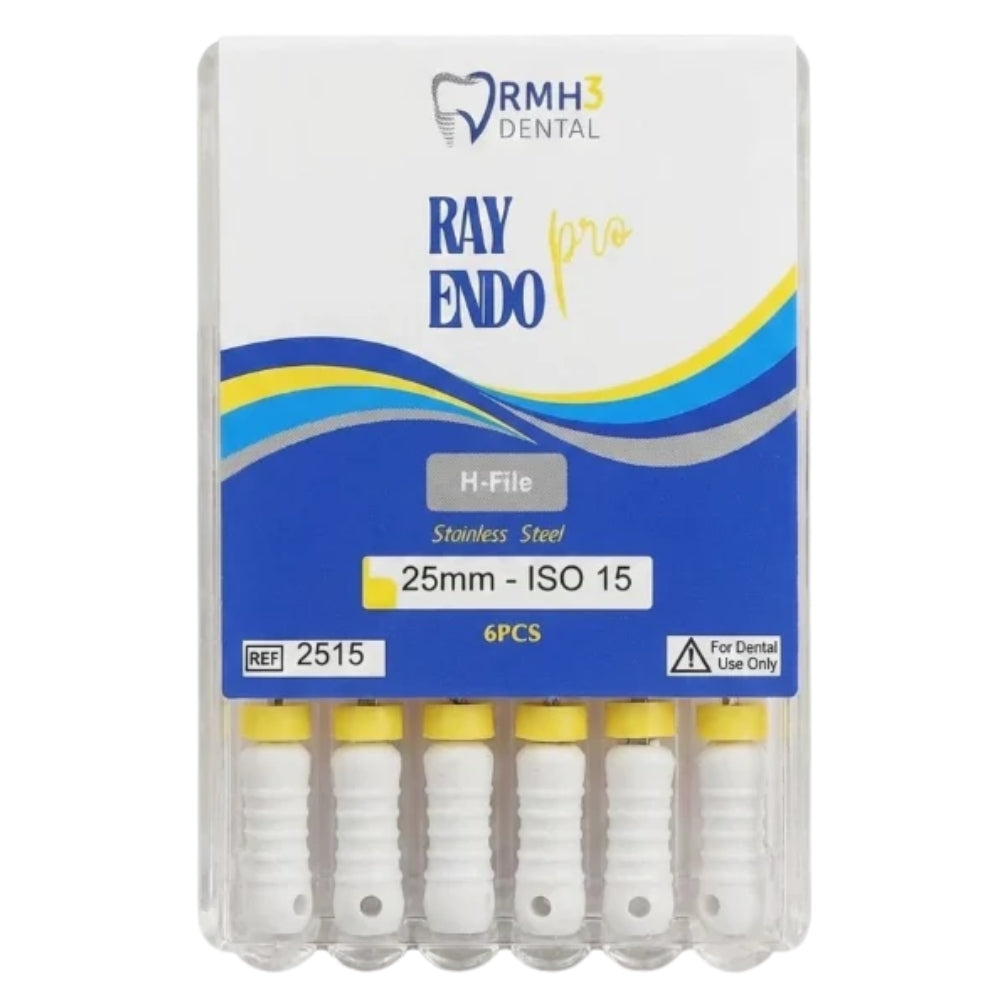 RayEndo Pro H-Files, 25mm #15, Stainless Steel — 6/Box