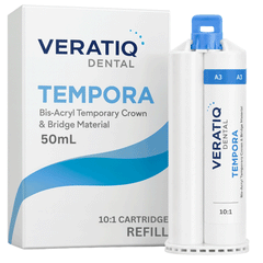 Veratiq Tempora Bis-Acryl Temporary Crown & Bridge Material, 10:1 Automix Cartridge, 50mL Refill, Shade A3