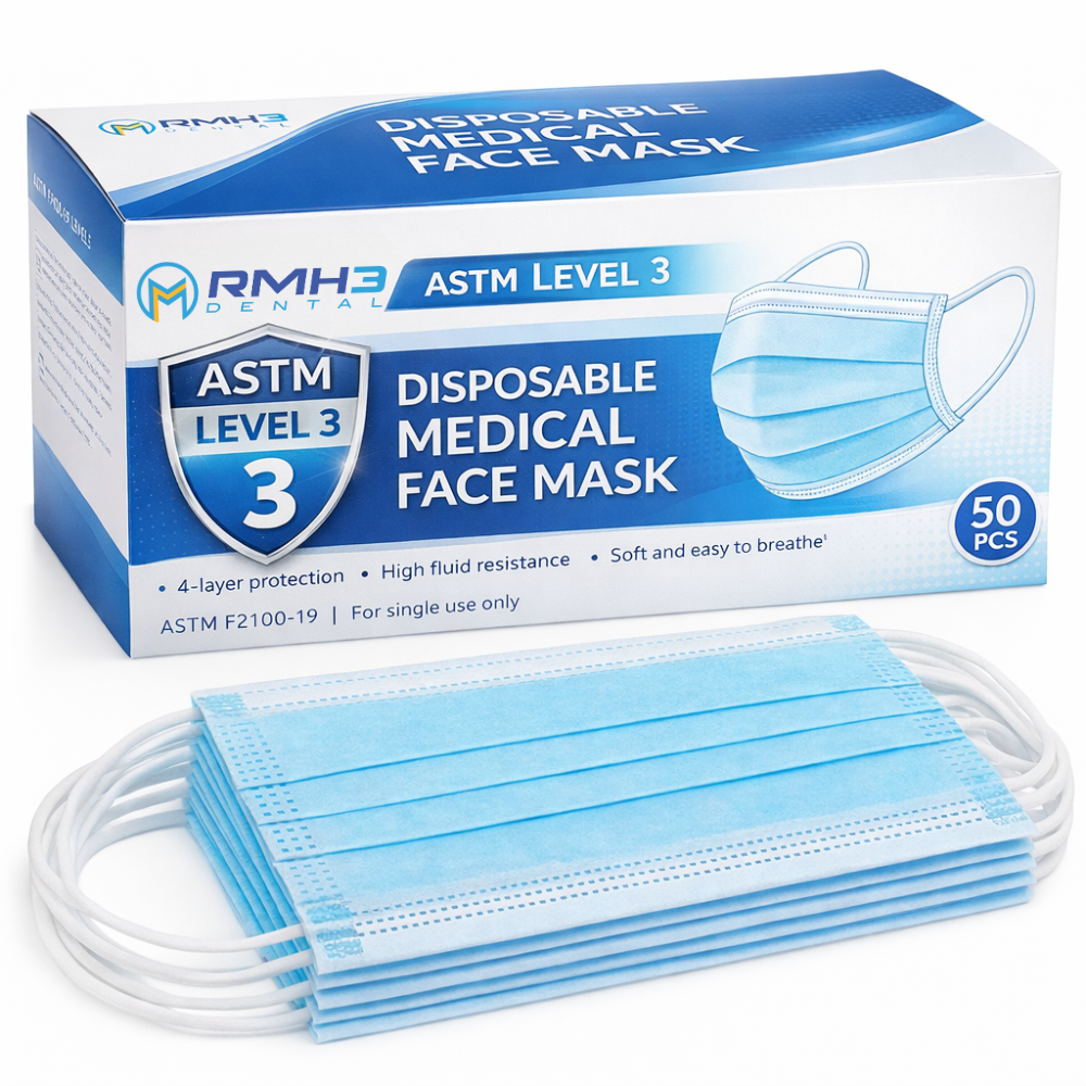 RMH3 Dental Disposable Ear-loop Face Mask ASTM Level 3, 4-ply, 50/box