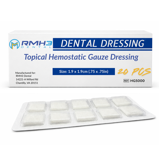 RMH3 Dental Soluble Hemostatic Gauze Dressing, 1.9 x 1.9cm (.75" x.75"), 20/Box