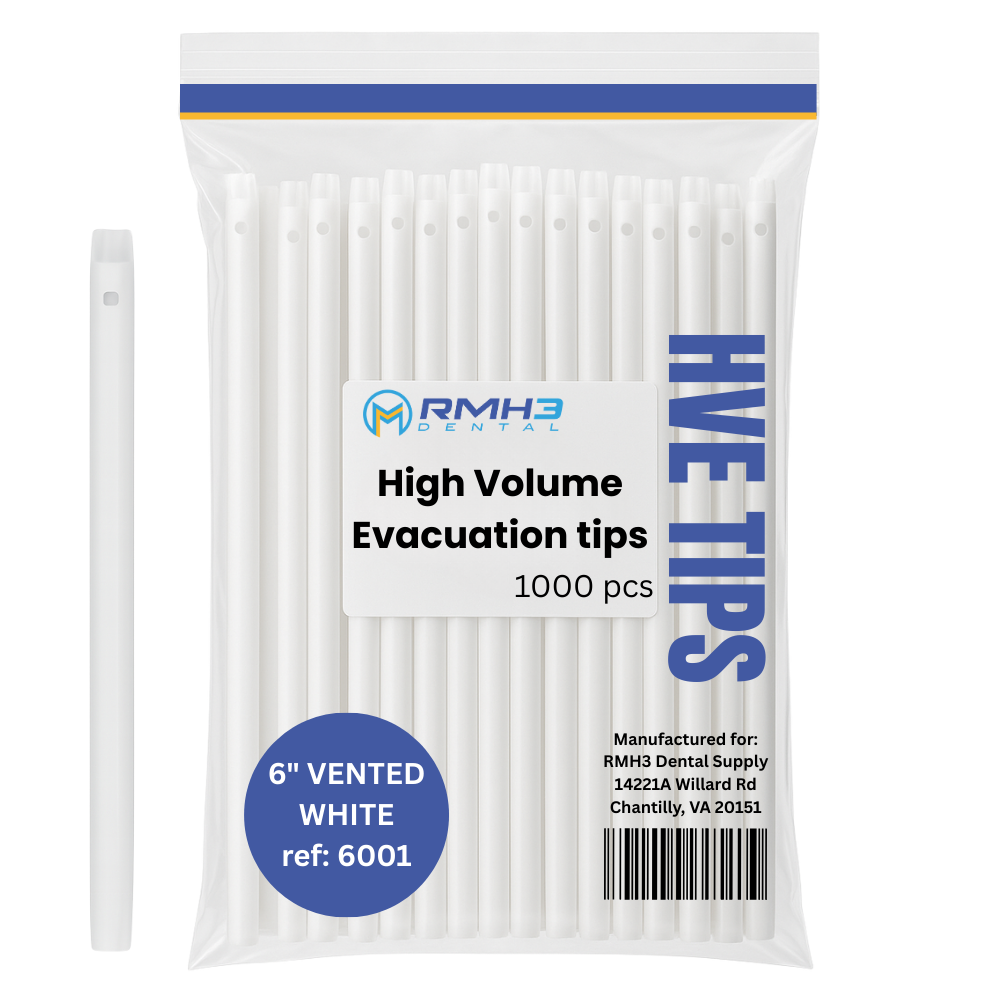 RMH3 Dental High-Volume Evacuation HVE Tips, 6"White