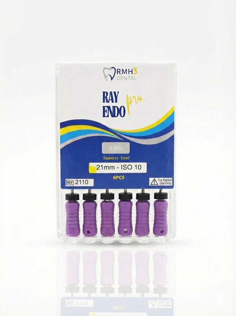 RMH3 Dental RayEndo PRO Stainless Steel K-Files, 6 Pieces