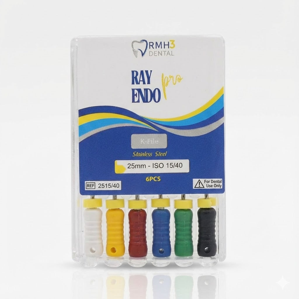 RMH3 Dental RayEndo PRO Stainless Steel K-Files, 6 Pieces