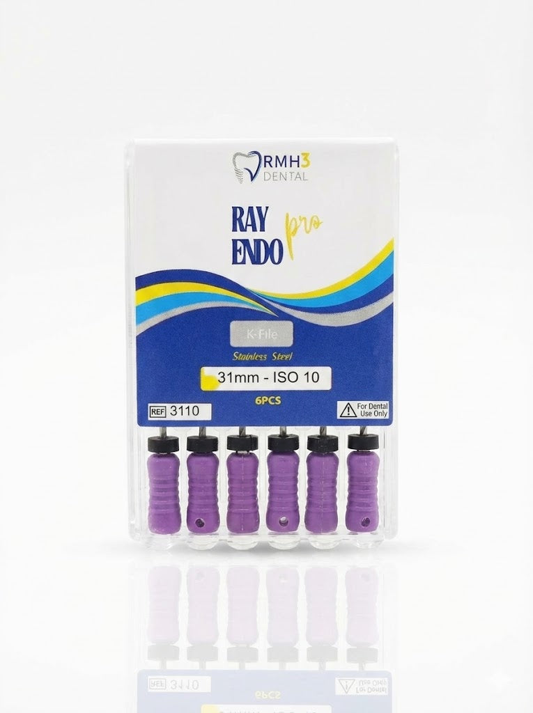 RMH3 Dental RayEndo PRO Stainless Steel K-Files, 6 Pieces