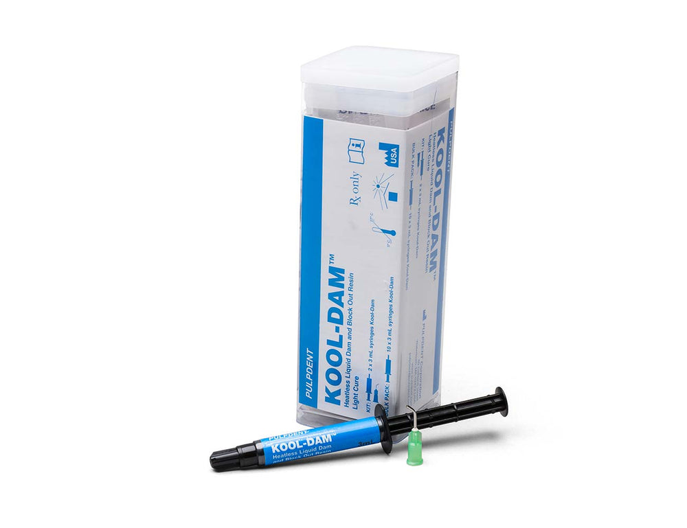 Pulpdent Kool-Dam Liquid Dam Kit, 2 x 3 mL Syringes + 20 Tips
