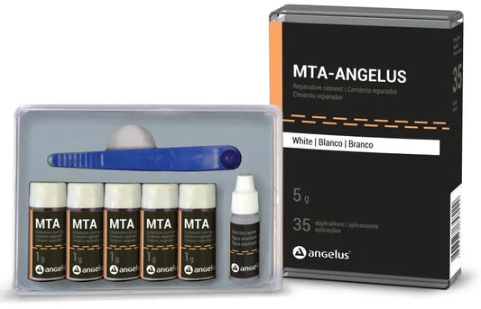 MTA Angelus White 5g Reparative Cement: 5 x 1g. Vials, 3ml Distilled Water - RMH3 Digital by RMH3 Dental