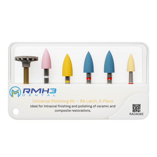 RMH3 Dental Universal Polishing Kit - Complete System for Zirconia, Glass Ceramics, Porcelain & Composite Restorations 6-Piece RA Shank