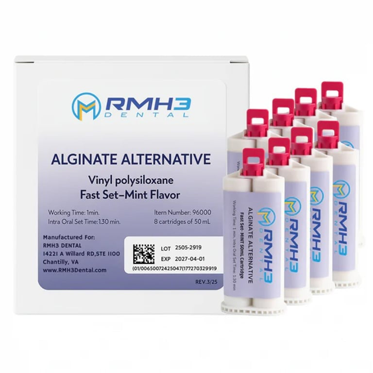 VPS Alginate Alternative, Fast Set, Mint Flavor — 8 x 50mL Cartridges