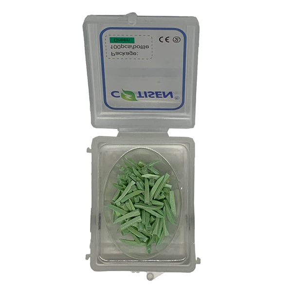 Poly-Wooden 14mm Wedges, Green — 100/Pack