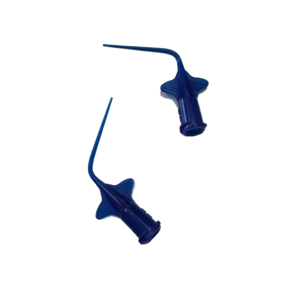 RMH3 Dental Supply Micro Pre-Bent Plastic Needle, 25mm Diameter, Blue — 25/Pack