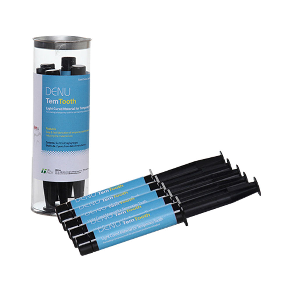 HDI-Denu TemTooth Temporary Crown & Bridge Material, Shade A2, 5 x 12ml (14g) Syringes