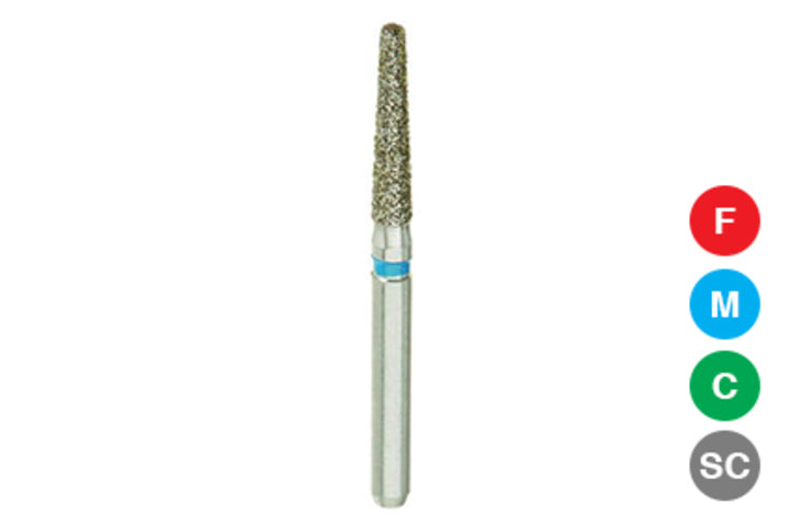 Beyes Dental 856/016-M Round End Taper Diamond Bur, Medium, 10/Pk