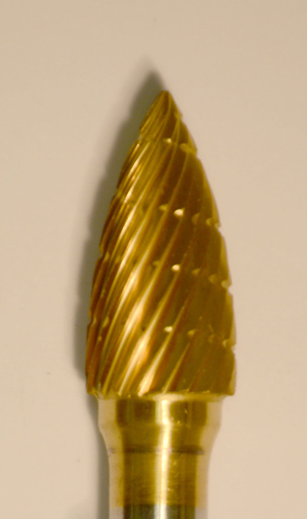Buffalo 3/8" Flame (C3/8) TNT-Coated Dual Cut Regular Carbide Bur w/ 1/4" Shank