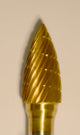 Buffalo 3/8" Flame (C3/8) TNT-Coated Dual Cut Regular Carbide Bur w/ 1/4" Shank