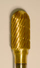 Buffalo 3/8" Barrel (F3/8) TNT-Coated Dual Cut Regular Carbide Bur w/ 1/4" Shank