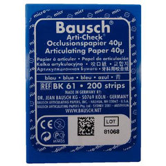 Bausch Arti-Check Micro-Thin.0016" Blue Articulating Paper, 40 Microns, 200/Box