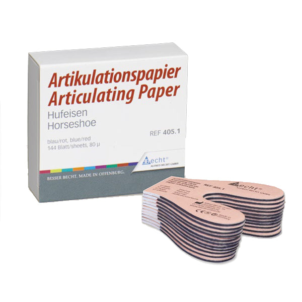 Becht Horseshoe Articulating Paper, Blue/Red, 12 Books x 12 Sheets