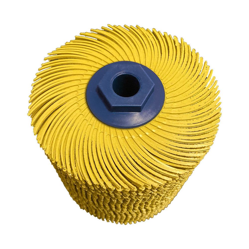 Dedeco Sunburst 4" X 4" TC Brushes Yellow 80 Grit (A/O) M-14 1/Unit