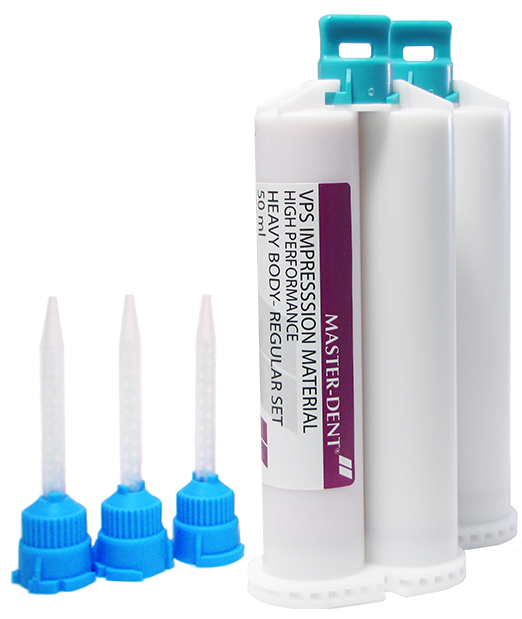 Dentonics VPS Heavy Body Impression Material, Regular Set, HP, 2 x 50 mL Cartridges, 6 Tips