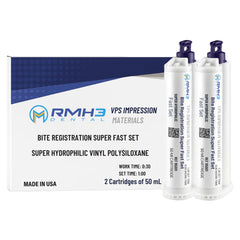Bite Registration Material, Unflavored Super Fast Set — 2 x 50mL Cartridges