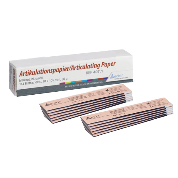 Becht Straight Articulating Paper, Blue/Red, 12 Books x 12 Sheets