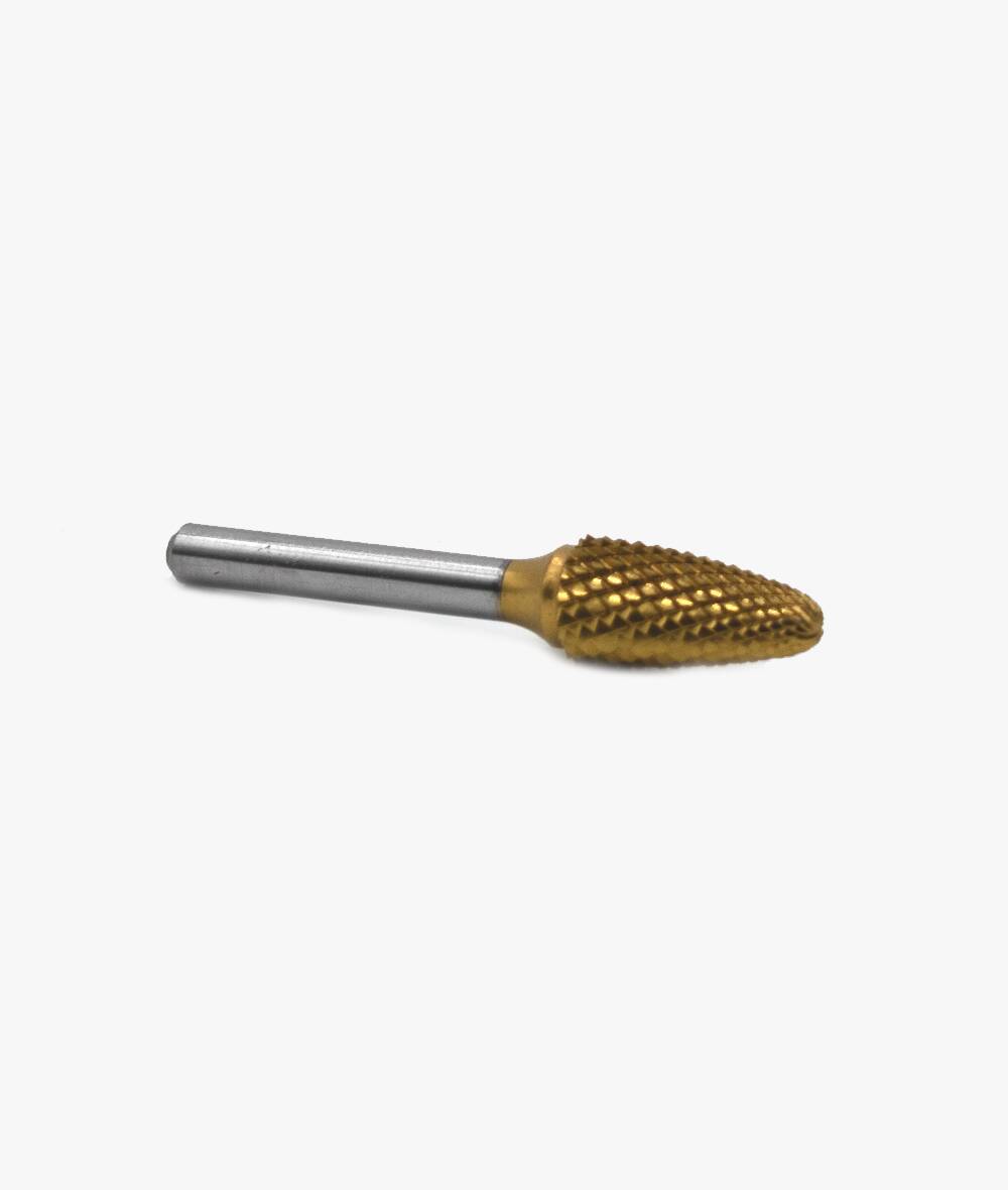 Garreco GT Coated Carbide Lab Bur, #A 1/2, Coarse Diamond Cut, 1/4" Shank