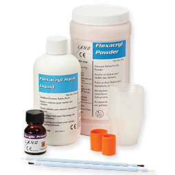Lang Flexacryl Hard Reline Acrylic, Fibered Pink, Pound Package, 454g Powder & 236mL Liquid