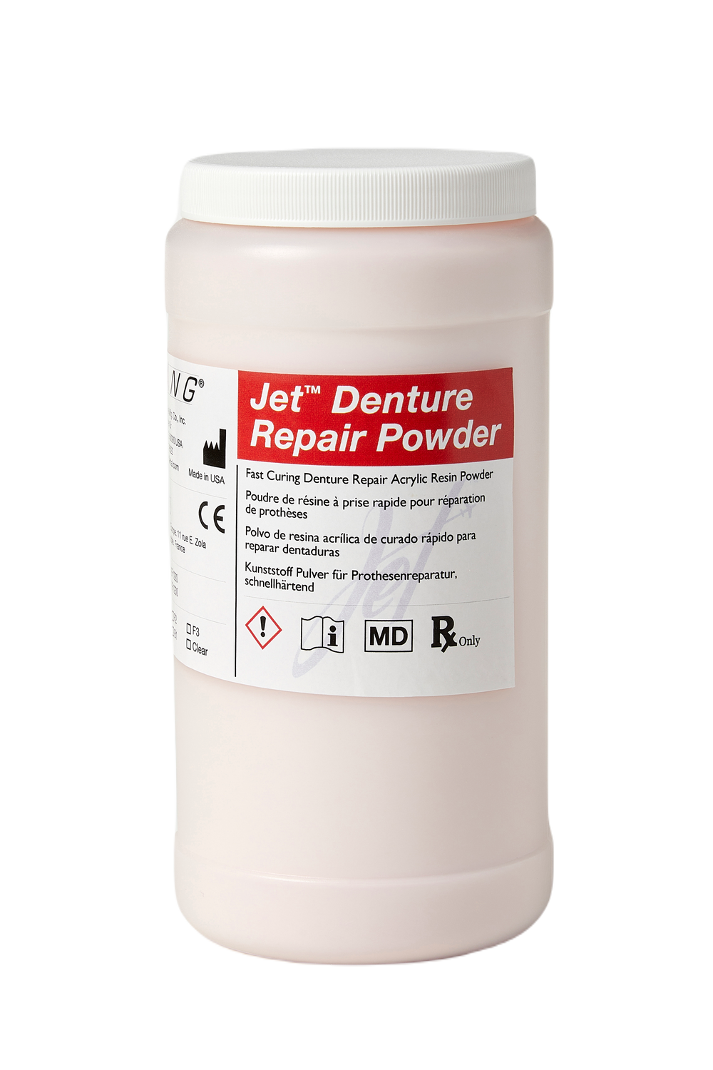 Lang Jet Denture Repair Acrylic Powder, Pink, 4oz