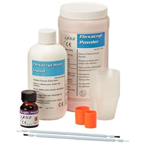 Lang Flexacryl Hard Reline Acrylic, Fibered Pink, Pound Package, 454g Powder & 236mL Liquid