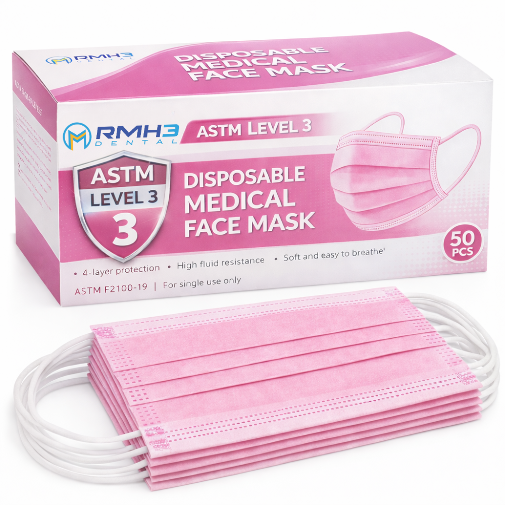 RMH3 Dental Disposable Ear-loop Face Mask ASTM Level 3, 4-ply, 50/box