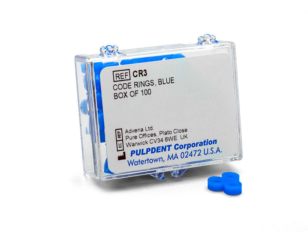 Pulpdent Code Rings, Blue, Large, 7/32" ID x 5/32" Wide, Silicone, Pkg. of 60