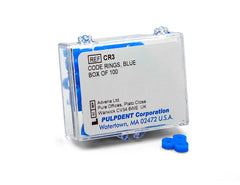 Pulpdent Code Rings, Blue, 1/8" ID x 1/8" Wide, Silicone, Box of 100