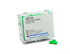 Pulpdent Code Rings, Green, 1/8" ID x 1/8" Wide, Silicone, Box of 100