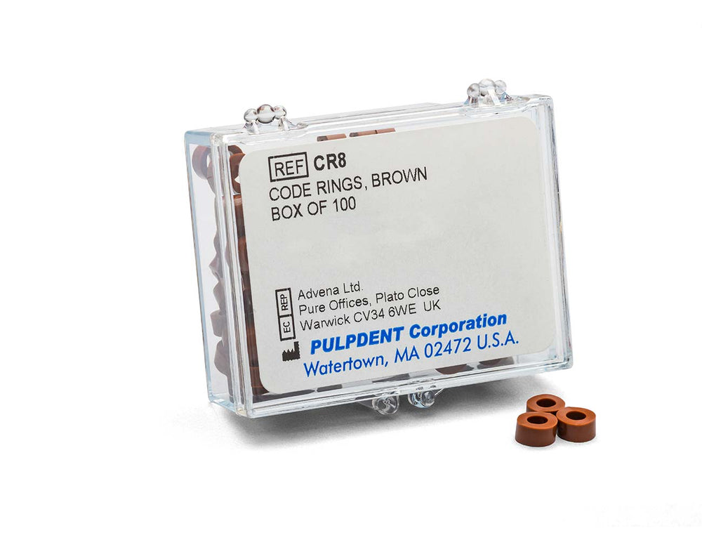 Pulpdent Code Rings, Brown, 1/8" ID x 1/8" Wide, Silicone, Box of 100