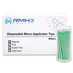 RMH3 Dental Disposable Micro Applicator Tips, Regular, Green, 400/Box (4 × 100)