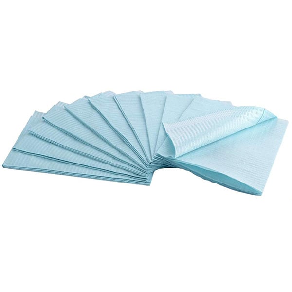 PATIENT BIBS (13"xx18") (33x45cm)..2-ply paper (17g) + 1-ply PE (14.5g) Blue — 1