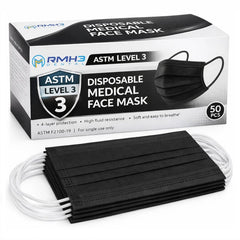 Face Mask, ASTM Level 3, Black — 50/Box