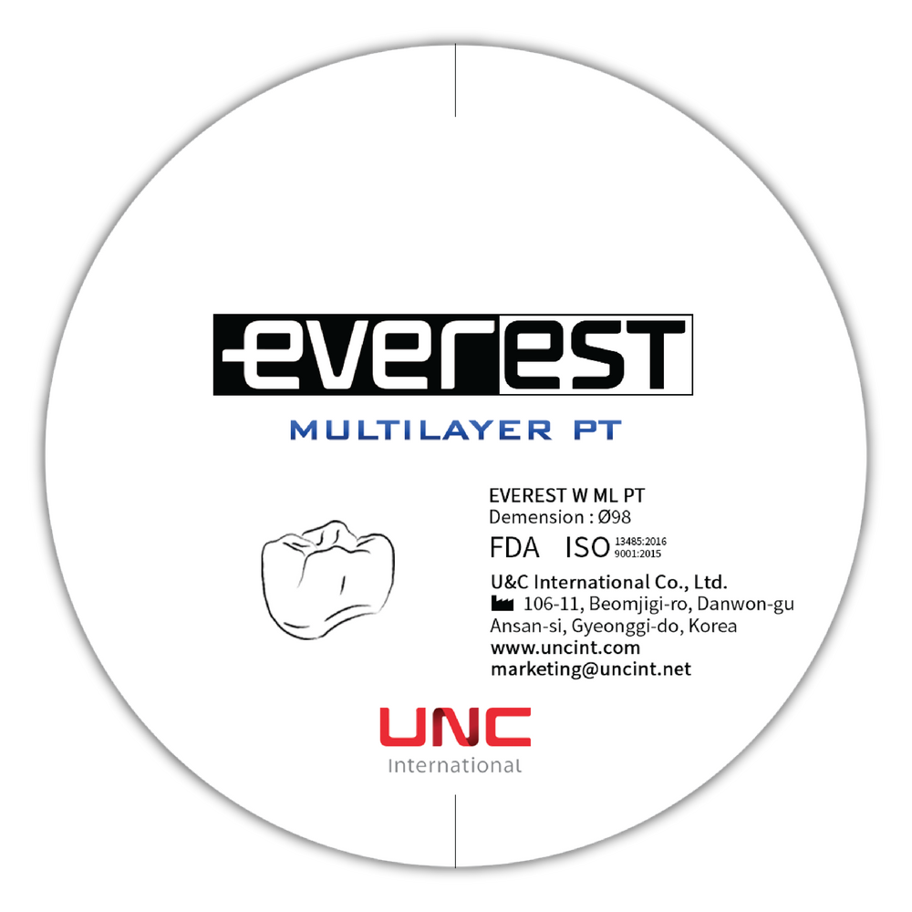 U&C Everest ML PT Multilayer Zirconia Block, Shade A3.5, 16MM